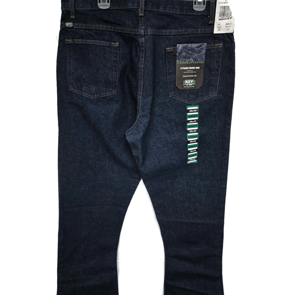 New Key Denim 5 Pocket Classic Traditional Jeans Mens 36x34 Blue 4874.43